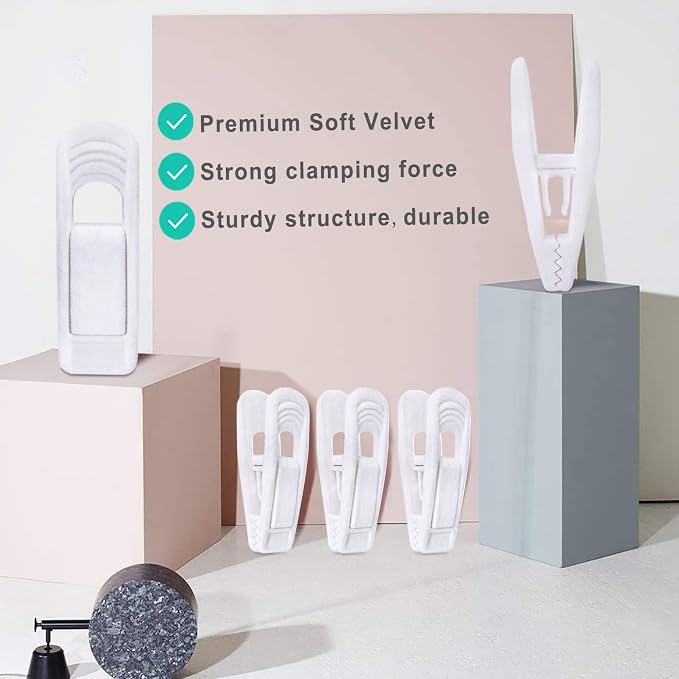 TOFIIGREM White Velvet Hangers Clips 40 PCS, Pants Hangers Velvet Clips Easily Add to Velvet Hanger, Skirt Suit Pants Clothes Velvet Hangers, Baby Kids Hangers Clips - Image 7