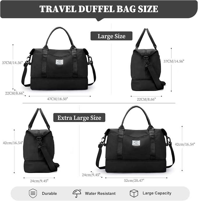 Weekender Bags for Women, Carry-On Overnight Travel Duffel Bag | Travel Bag with Shoes Compartment & Toiletry Bag, Extra Large - Image 3