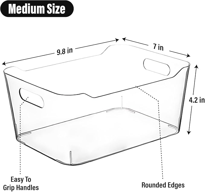 Clear Storage Bins, Pantry Organizers and Storage Containers Fridge Organizer Bins Kitchen Organization Cabinet Organizer Bin for organizing Cleaning Supplies Home Kitchen Refrigerator Containers - Image 2