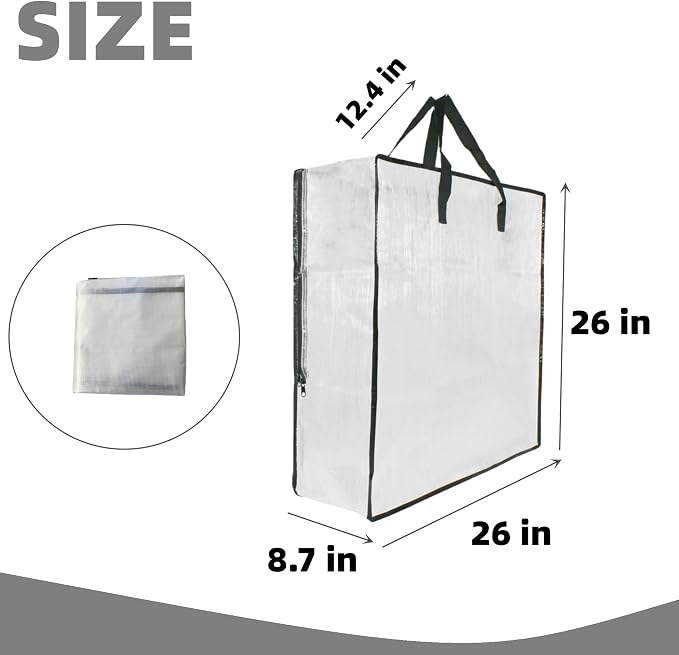 9 Pack Clear Storage Bags with Zipper and Handles, Blanket Bags For Closet Storage, Moving and Packing Supplies for College, Underbed Storage Organizer for Clothes Pillow Bedding Christmas Wreath - Image 2