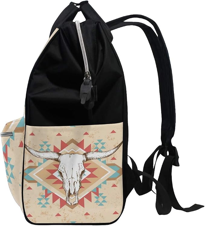 Large Capacity Baby Diaper Bag Cow Skull Durable Multi Function Travel Backpack - Image 4