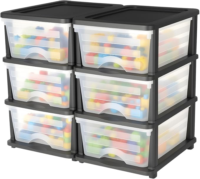 VEVOR Plastic Storage Drawers, 2 Pack Storage Organizer Drawer, 6 Drawers Closet Organization and Storage Dividers, Dresser Organizer Clear Bins for Office Supplies, Craft Rooms, Classrooms and Home by VEVOR