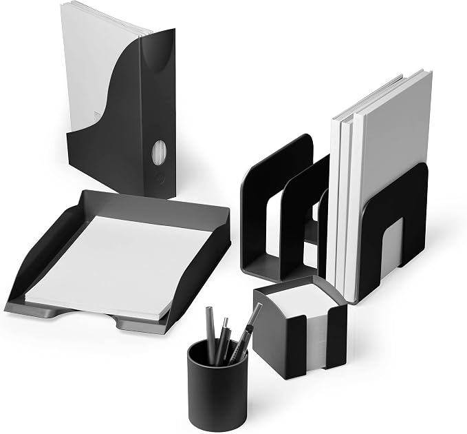 Durable Eco-Friendly Magazine File Holders - Recycled Plastic & Blue Angel Certified - Document Holder Storage Organiser - Modern Magazine Rack - Black - Pack of 6 | 6 standing folders with finger hole for magazines and catalogues, dimensions 73 x 306 ... - Image 2