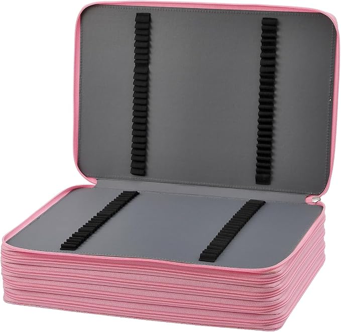 Large Capacity Colored Pencil Case - 500 Individual Slots PU leather with Zipper Closure Portable Organizer for Watercolor Pencils Ideal for Artists（Pink） - Image 2