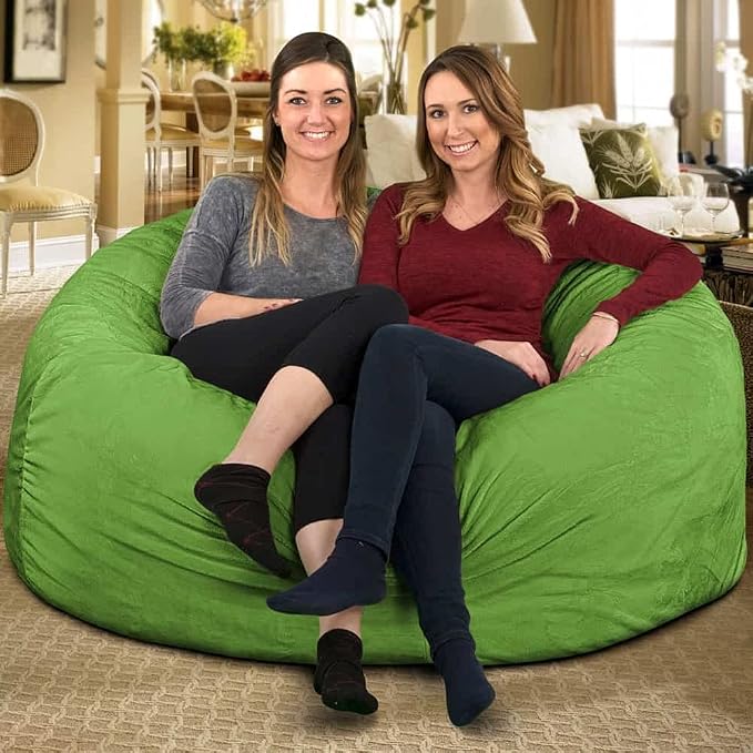 ULTIMATE SACK | 5 Ft Bean Bag Chair Replacement Cover Only | Lime Fur | Removable Washable Cover only - Image 8