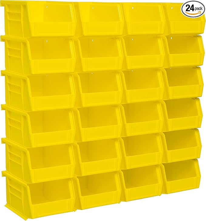Akro-Mils 30210 AkroBins Plastic Storage Bins, 5"x4"x3", Yellow, 24-Pack | Space-Saving Stackable Bins for Garage, Pantry, Craft Organization by Akro-Mils