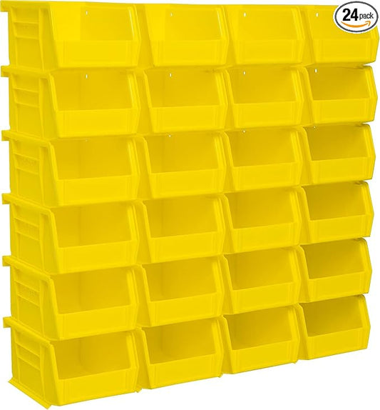 Akro-Mils 30210 AkroBins Plastic Storage Bins, 5"x4"x3", Yellow, 24-Pack | Space-Saving Stackable Bins for Garage, Pantry, Craft Organization by Akro-Mils