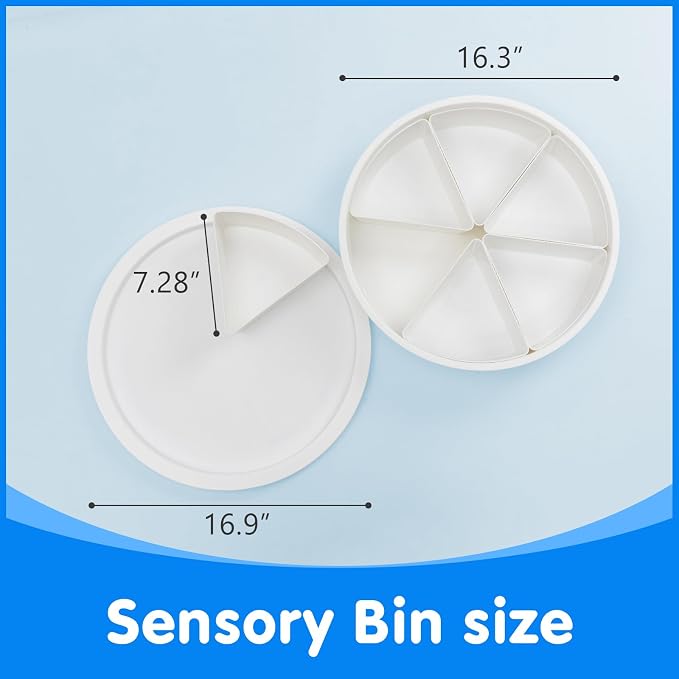 Round Sensory Bin with Lid for Play and Educational Activities | Large (16.9") - Sealable with 6 Removable Storage Dividers - Image 2