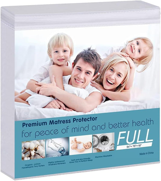 Waterproof Mattress Pad Protector Terry Cotton Hypoallergenic Breathable Mattress Pad Cover, Deep Pocket