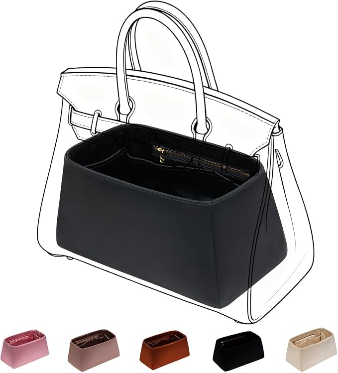ZTUJO Silky Purse Organizer For Birkin, Luxury Purse Organizer Insert (Black, BK30) by ZTUJO