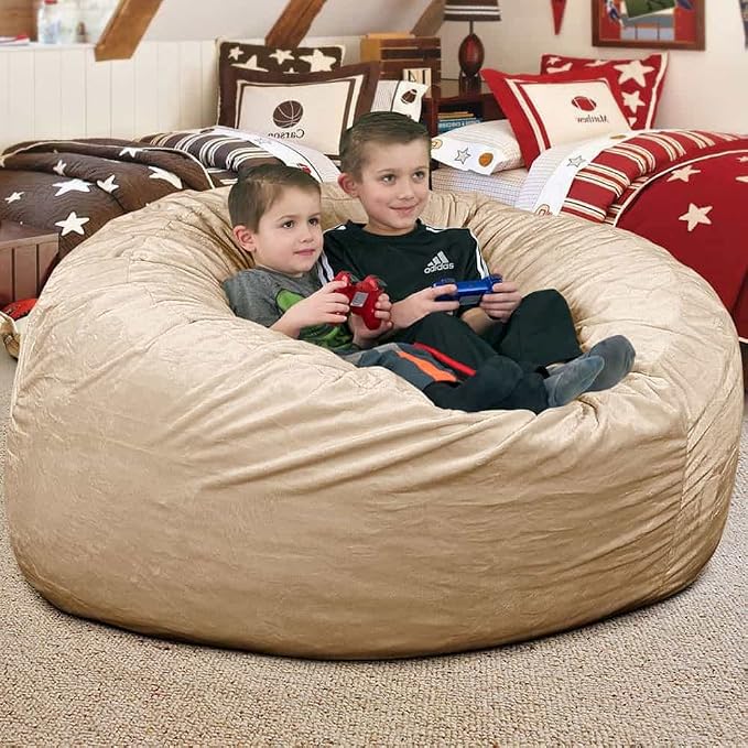 ULTIMATE SACK | 4 Ft Bean Bag Chair Replacement Cover Only | Camel Fur | Removable Washable Cover only - Image 8
