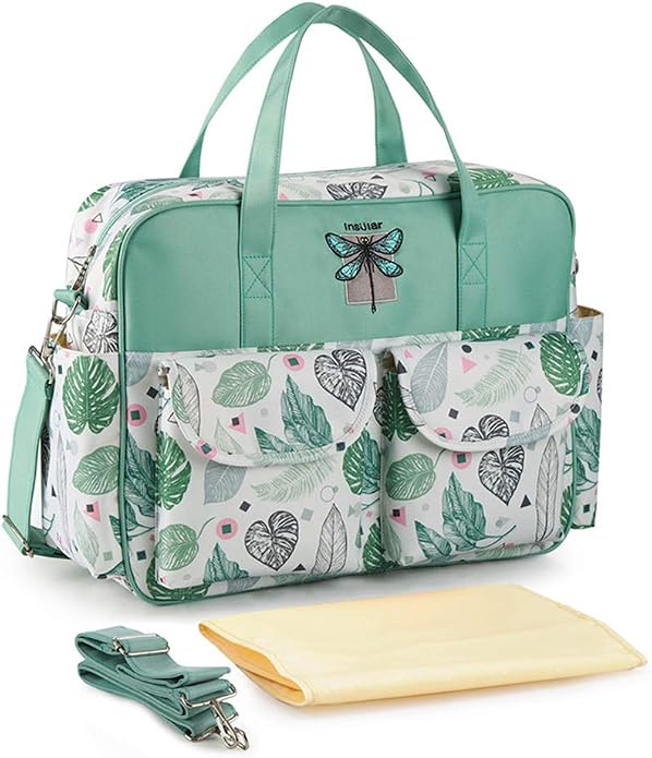 Diaper Tote Bag Organizer, Large Capacity Shoulder Bag Baby Portable Nappy Handbag Crossbody Bags by insular