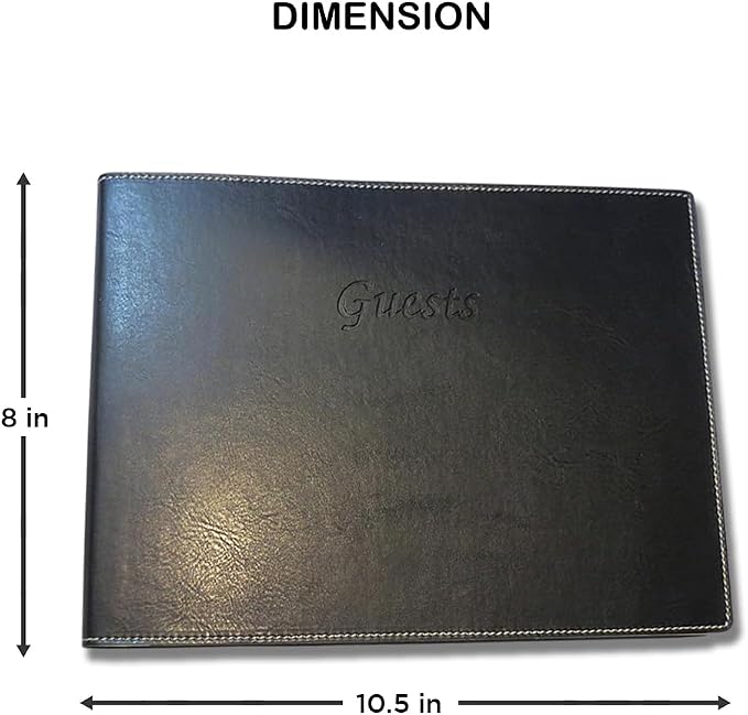 Leather Guest Book Soft Cover Italian with Guests Embossed on Cover Collection (Black) - Image 7