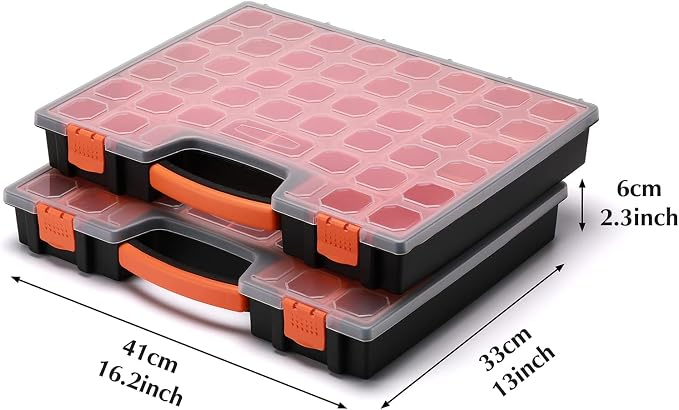 EMENTOL 2PCS Multi-Purpose Portable Organizer Box Set with 44-Removable Compartments, 2 Pieces Professional Boxes with Dimension 16.2"L*13"W*2.3"H - Image 7