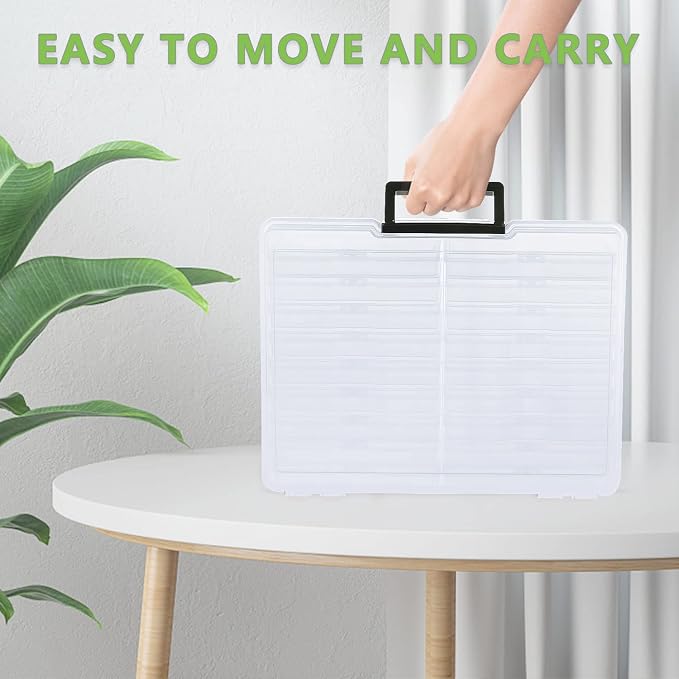 Photo Storage Box 5" x 7", 18 Inner Extra Large Photo Organizer Container, Plastic Craft Storage Box with Handle for Cards, Sticker, Seed, Scrapbooking, Craft, Classroom Supplies - Image 6