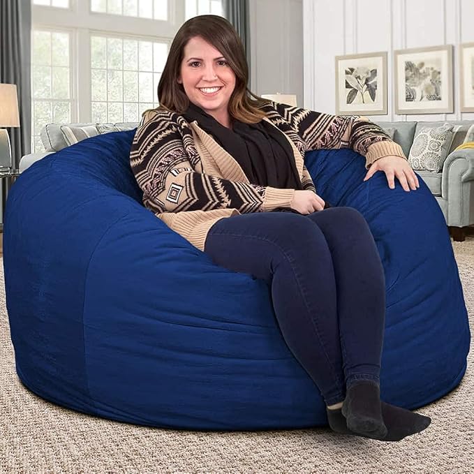ULTIMATE SACK | 4 Ft Bean Bag Chair Replacement Cover Only | Electric Blue Suede | Removable Washable Cover only - Image 8