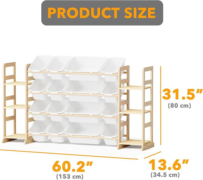 SpaceAid Toy Storage Organizer with 6 Shelves and 16 Bins, Toy Organizers Storage Bookshelf, Kids Bin Shelf Toys Box Bookcase for Bedroom Playroom Organization Room Decor, White - Image 2