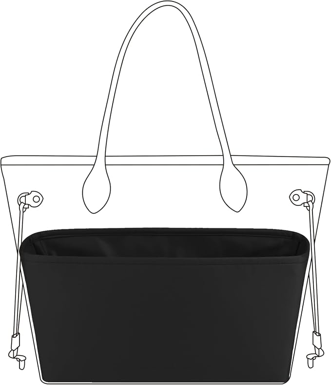 DGAZ Purse Organizer Insert Fits Neverfull-Mini/PM/MM/GM Bags，Silk Bag Organizer，Luxury Handbag & Tote Shaper（GM, Black） | Soft and Lightweight,Perfect Fit,Multi-pocket Storage,Bag Protector,Luxury Bag Care,Handmade,for Smooth Bag Organizer by DGAZ