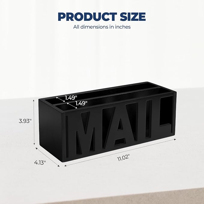 Mail Organizer Countertop, Desk or Wall Mail Holder for Bill Storage, Black | Bills, Envelopes, Documents & Receipts - Image 4