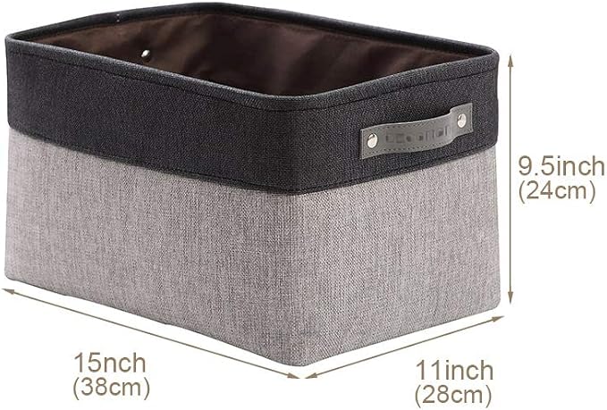 DECOMOMO Storage Bins, Large Fabric Storage Baskets for Shelves 4 Pack | 15 x 11 x 9.5 inches Decorative Linen Closet Organizers (Grey & Black) - Image 4