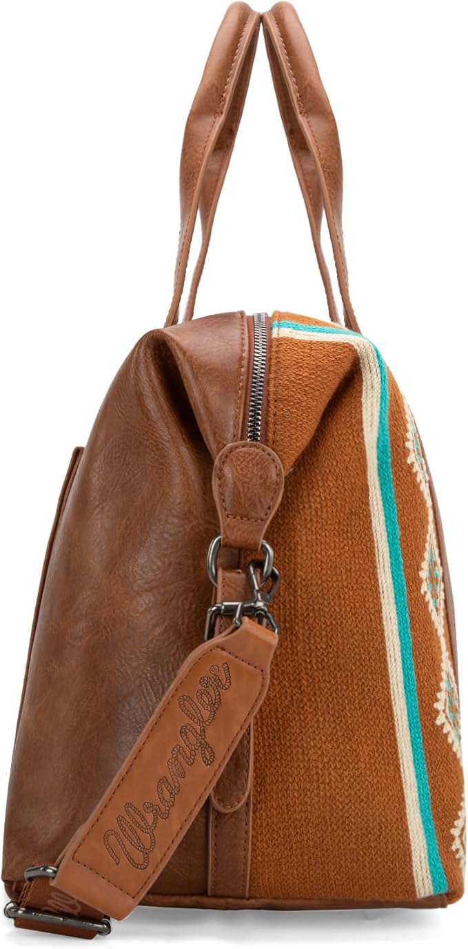 Wrangler Duffel Bag for Women Large Travel Weekender Bag Tapestry Designer Carry On Bags, Brown - Image 2