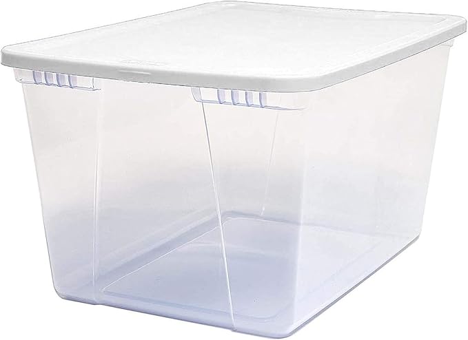 HOMZ 2-Pack Snaplock, Large Clear Plastic Storage Organizer Bins w/Lids, 56 Quart, White - Stackable Container Boxes for Bedroom, Bathroom, Garage, and Office Organization - Image 4