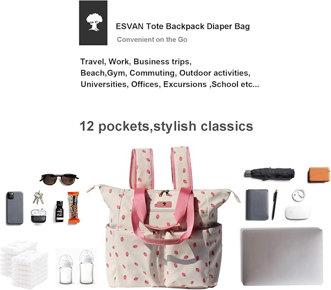 Diaper Tote Bag Totepack Backpack 2 in 1 for Women Multifunctional Large Capacity with Insulated Pockets Travel | Multifunctional - Image 4