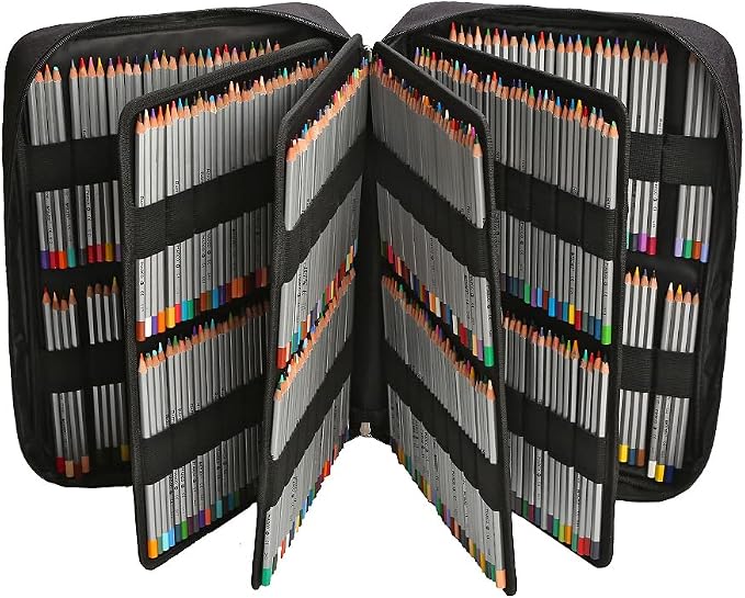 Lbxgap 480 Slots Colored Pencil Case w/Handle & Shoulder Strap | Large MultiLayer Watercolor Pen Bag w/Zipper Front Pocket for 480 Colored Pencils/320 Gel Pens to Artists, Painters - Image 4