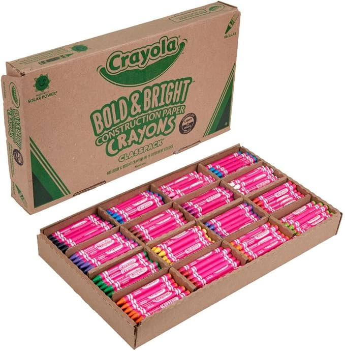 Crayola Construction Paper Crayons Classpack, Bulk Assorted School Supplies, 16 Colors, 400/Set (Packaging May Vary) - Image 2