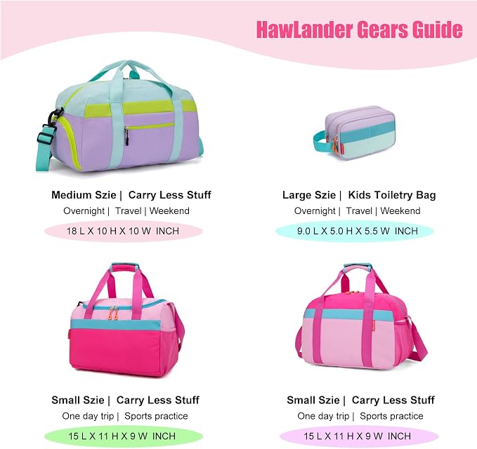 Large Kids Duffle Bag for Travel, Overnight or Weekend, L Green | Roomy Size: 22.0"L x 12.0" H x 12.0"W, Made of Thick Polyester Fabric - Image 9
