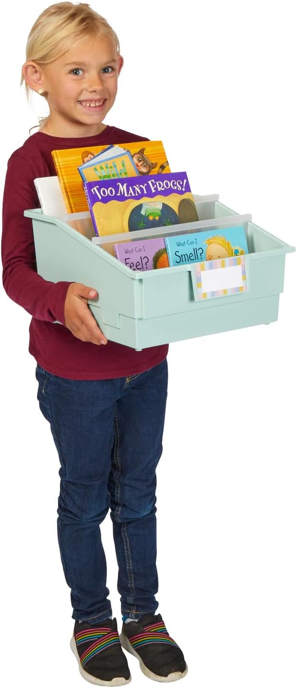 Really Good Stuff Picture Book Classroom Library Bins with Dividers, 6-Pack | Mint Green, 13.5 in W x 13.5 in D x 7.75 in - Image 6