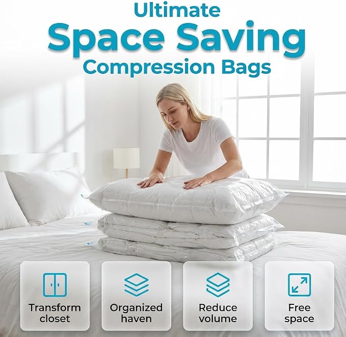 No‑Pump Vacuum Storage Bags,Reusable Cube Compression Space Saver Bags,3 Sizes Press & Seal Compression for Clothes, Bedding & Travel (1, 27.55 * 19.68") - Image 5