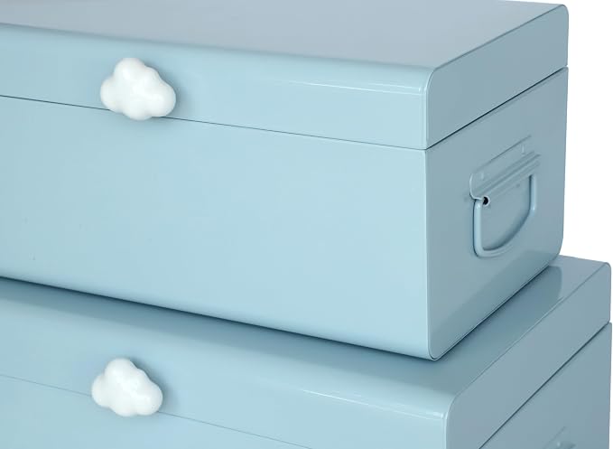 Vixdonos Large Decorative Box Set of 2 Metal Keepsake Trunk with Cloud-shaped Decorative Clasp for Reception,Wedding,Baby & Bridal Shower,17.3X10.6X8.3 Inches - Image 3