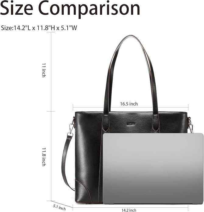 Genuine Leather Tote Bag for Women, Large Tote Purses with Zipper | Large capacity and multiple pockets, Quality leather with adjustable strap, Vintage design for work or travel - Image 3