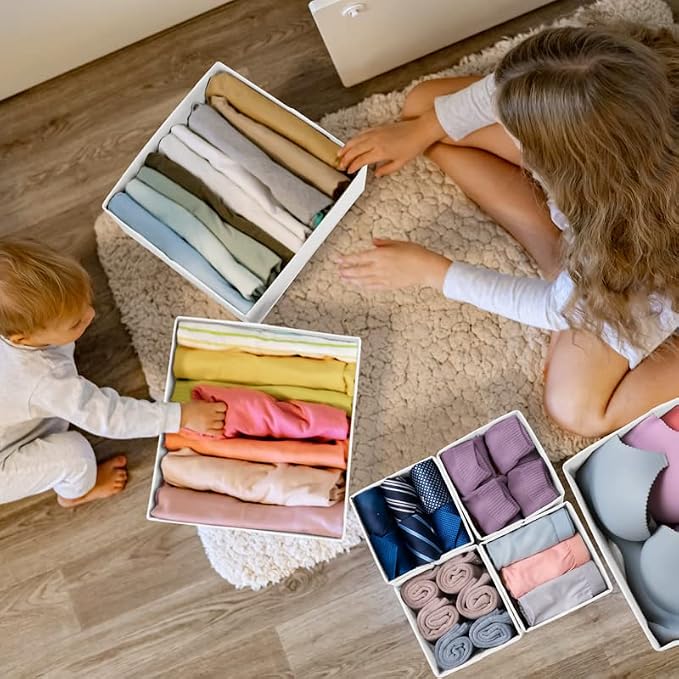 Drawer Organizer Clothes, 24 Pack Dresser Organizer Bins for Nursery Bedroom, Closet Organization and Storage Dividers for Clothing, Baby Clothes, Underwears, Socks (White) - Image 6