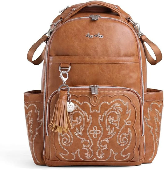 Itzy Ritzy Boss Plus Large Diaper Bag Backpack with 19 Pockets (Saddle) | Includes 2 Insulated Bottle Pockets, Changing Pad, Stroller Clips, Comfortable Padded Straps, Easy-to Clean, Travel-Ready by Unknown