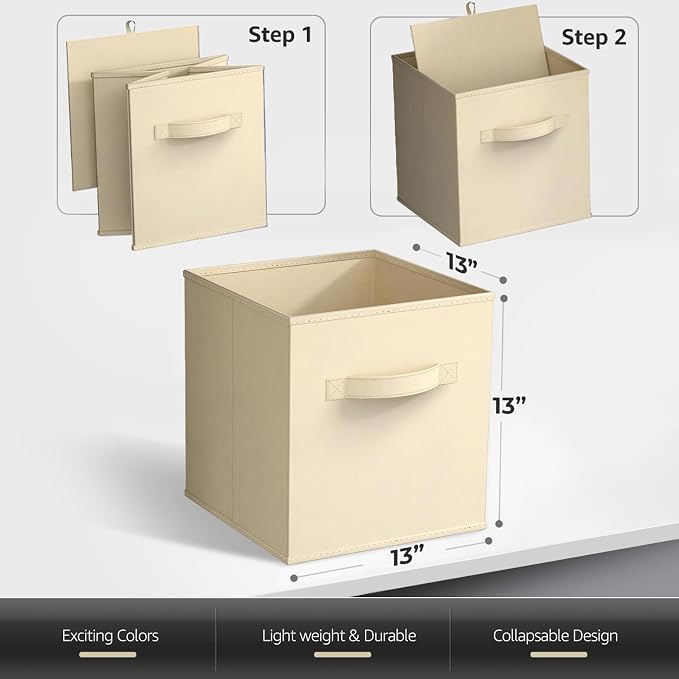 Sorbus 13 Inch Storage Bins - Sturdy Collapsible Fabric Storage Cubes with Handle - 8 Foldable Baskets for Organizing Clothes, Toys, Books - Storage Baskets for Shelves, Closets - Image 5