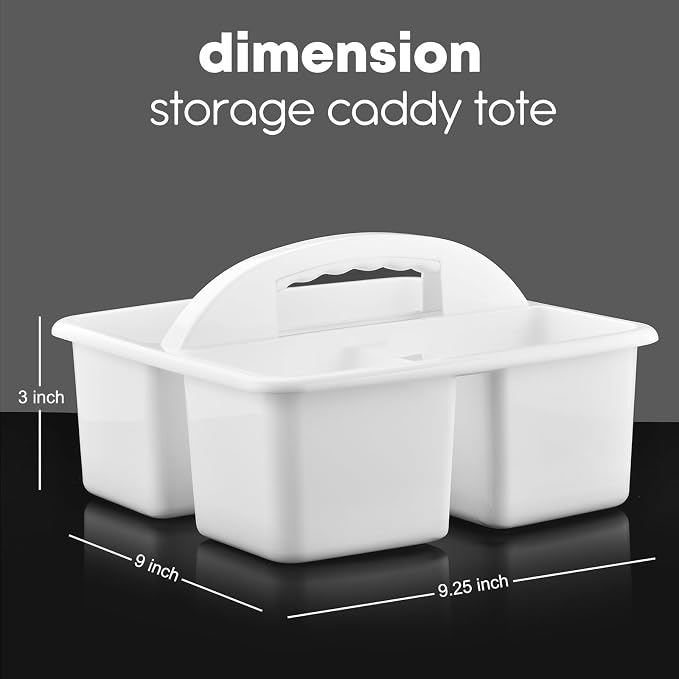 ALINK Plastic Classroom Caddy Organizer with Handle, 6-Pack 3 Compartments, Teacher Supply Storage Caddy for Classroom Organization, Table, Desk, Office, Craft Art for Kids - White - Image 2
