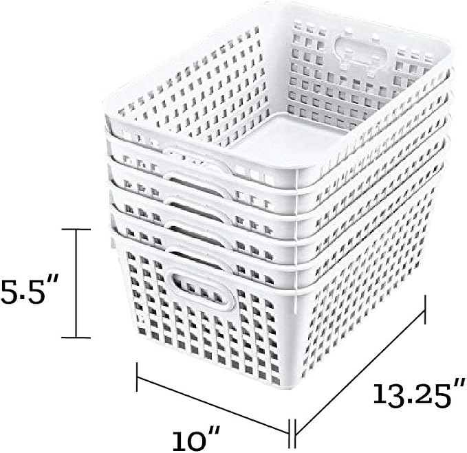 Really Good Stuff Large Plastic Book Baskets, 13.25" by 10" by 5.5"-12-Pack | White, Classroom Library Organizer, Storage, Multi-Purpose Organizer Basket - Image 3