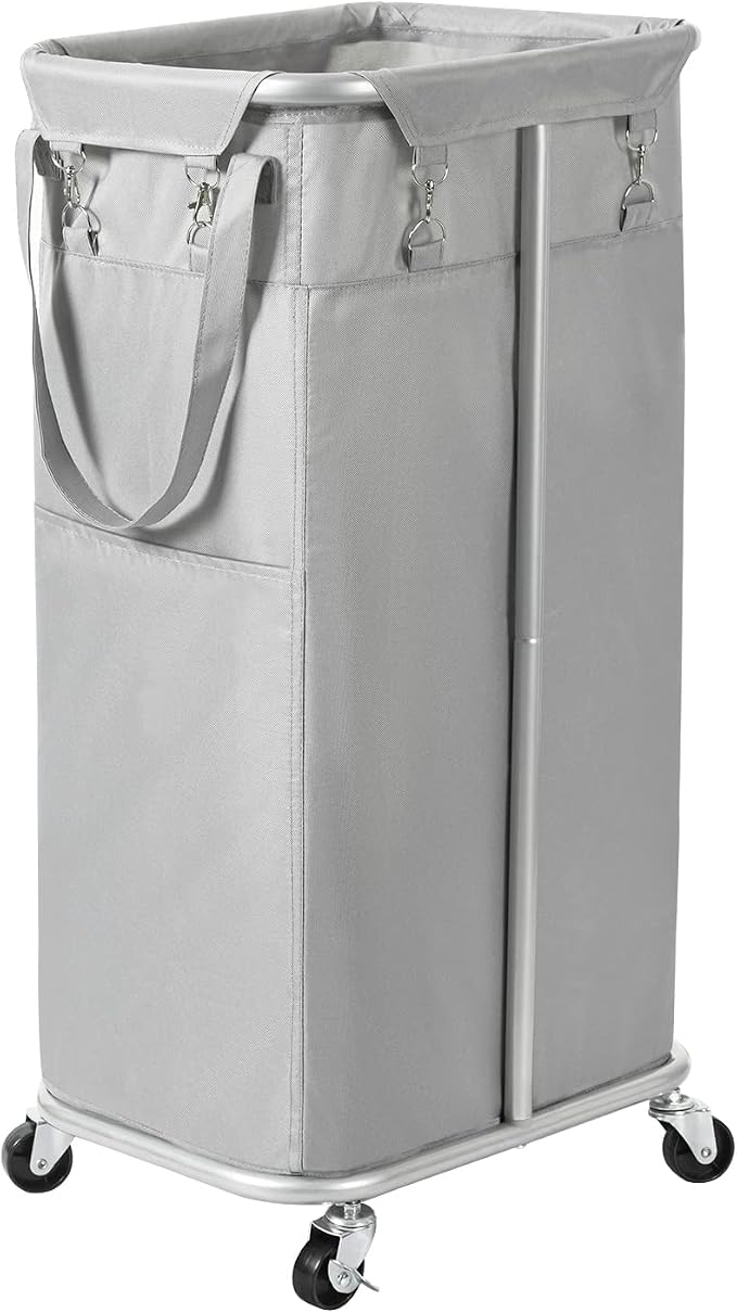 WOWLIVE 100L Rolling Laundry Basket with Wheels, Tall Laundry Hamper | Laundry Cart with Steel Frame and Removable Bag, Foldable Dirty Clothes Hamper for College Dorm, Laundry Storage, Grey by WOWLIVE