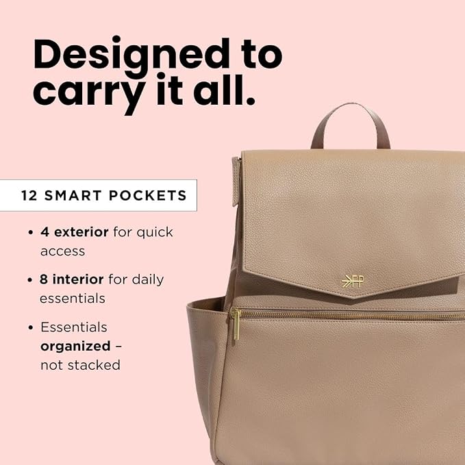 Freshly Picked Classic Diaper Bag II Backpack – Premium Vegan Leather, Large Capacity Baby Bag with Changing Pad, Stylish & Functional for Moms & Dads, Fig - Image 3