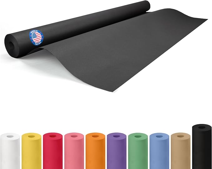 Black Paper Roll 36" x 1200" (100 feet) - USA-Made 50lb Thick Kraft Paper for Packing, Moving, Shipping, Wrapping, Crafts, Arts, Birthday Party - 100% Recycled Gift Wrap Material by IDL Packaging by IDLPackaging