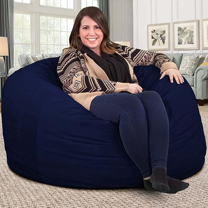 ULTIMATE SACK | 4 Ft Bean Bag Chair Replacement Cover Only | Navy Suede | Removable Washable Cover only - Image 8