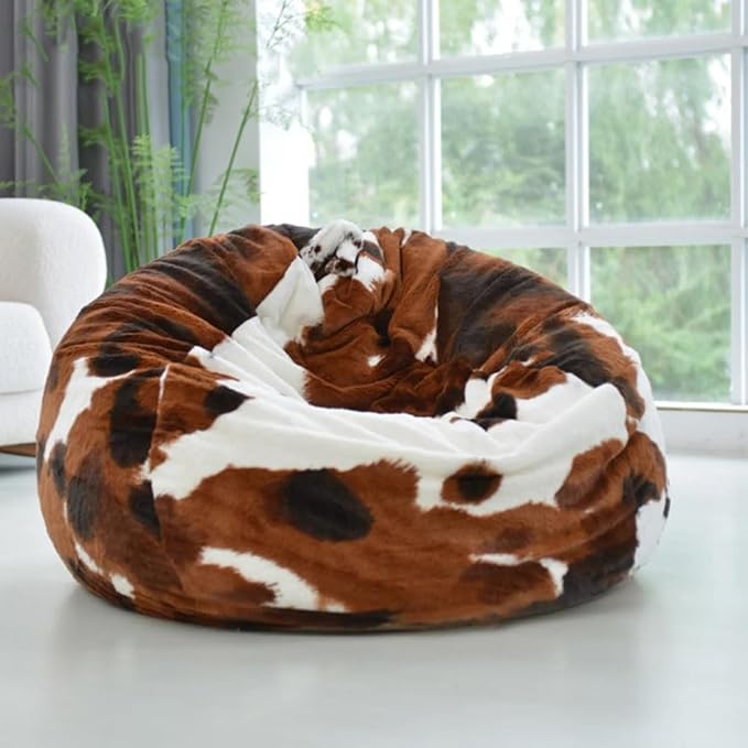 Bean Bag Chair (No Filler) Soft Faux Fur Stuffed Animal Bean Bag Storage Fluffy Plush Bean Bag Cover Washable for Adults and Kids Christmas Gfit(Tiger-Striped Brown) by Unknown
