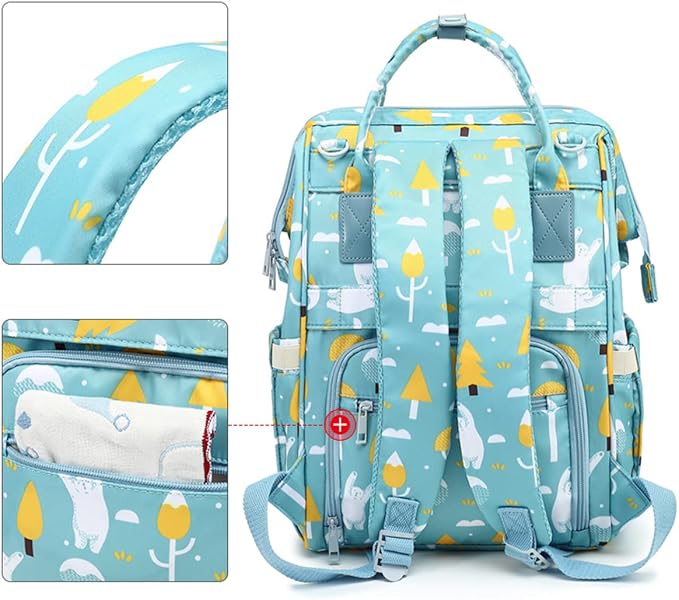Large Capacity Baby Diaper Bag Backpack Waterproof Travel Nappy Diaper Bags Cute for Girls Boys (Swing Bear) - Image 4