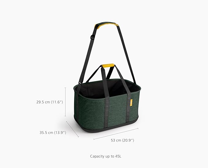 Joseph Joseph Hold-All Collapsible 45L/11.89 Gallon Outdoor Washing Laundry Basket with Shoulder Strap, Durable Fabric, Waterproof Base (Dark Green) - Image 4