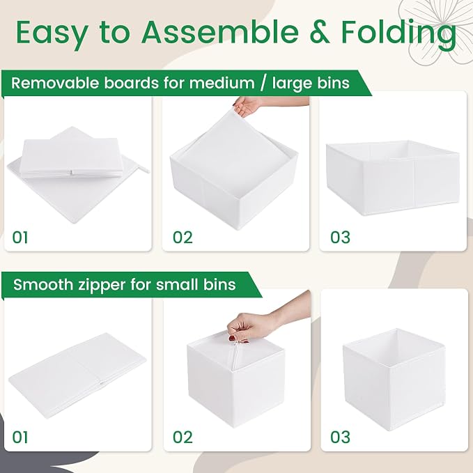 16 Pack Underwear Drawer Organizer, Drawer Organizer Clothes, Foldable Cloth Storage Box Closet Dresser Drawer Divider Organizer for Clothes, Scarves (White) - Image 6
