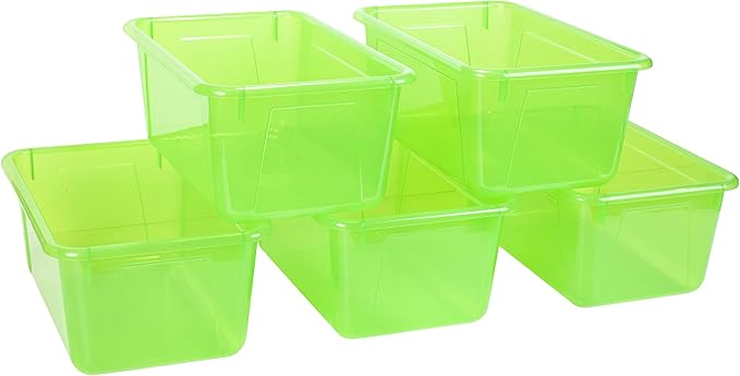Storex Small Cubby Bin, 12.2 x 7.8 x 5.1 Inches, Candy Green, 5-Pack (62477U05C) by Storex