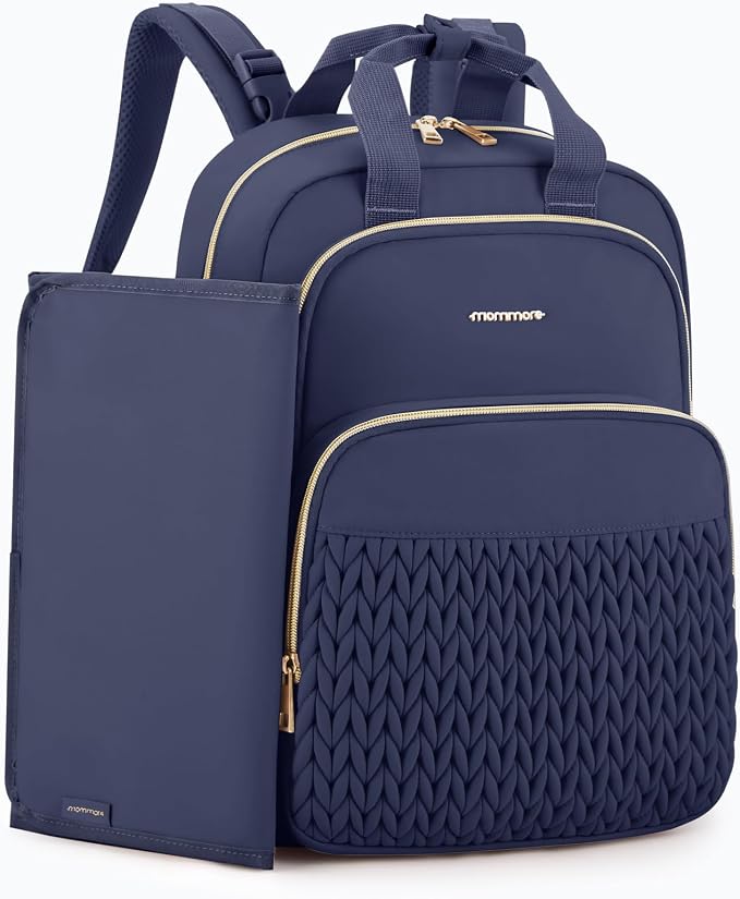 mommore Diaper Bag Backpack, Large Travel Baby Bag for Daily Essentials | Stylish Diaper Backpack for Toddler, Insulated Pockets, Changing Pad & Stroller Straps for Outdoor Trip by mommore