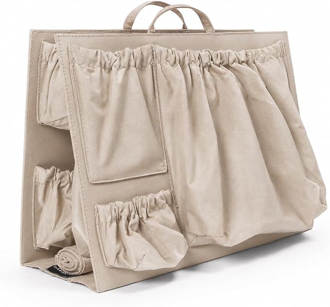 Diaper Bag & Purse Organizer Insert – 11 Pockets, Fits Handbag, Backpack, Tote – Stylish Removable Divider Caddy – Insulated Pocket & Mat – Nylon, 14x10x4 (Canvas, Original) by ToteSavvy